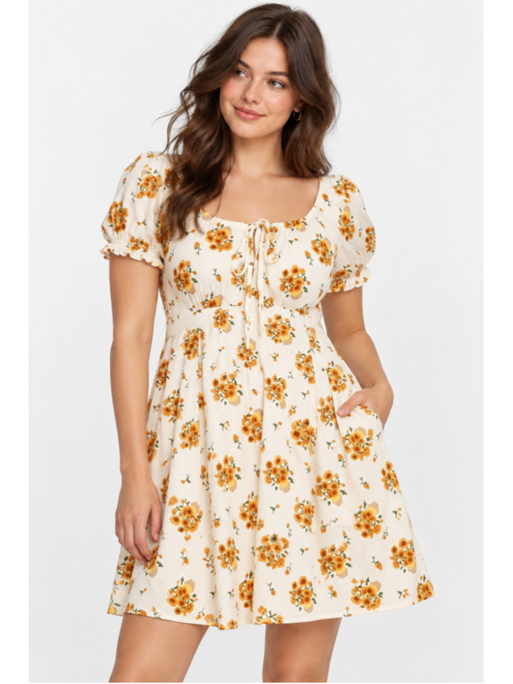 Hot Topic Van Gogh Sunflower Puff Sleeve Dress M Cottagecore NWOT